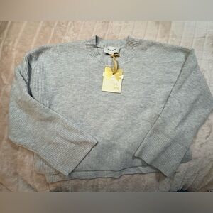 Pink Rose Gray Crew Neck Sweater